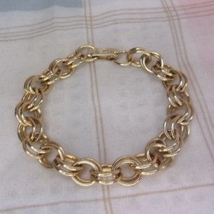 Vintage Gold Tone Double Link Chain Bracelet 7" L